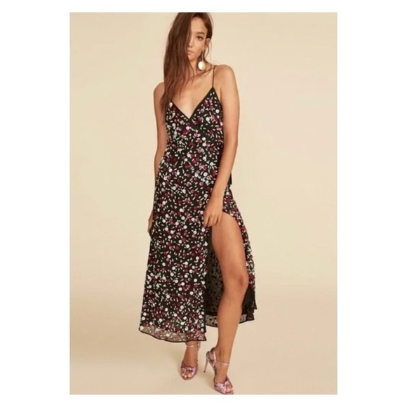 LPA x Revolve Black Beaded Sequin Floral Maxi Wrap Gown Small NWT - Picture 3 of 15